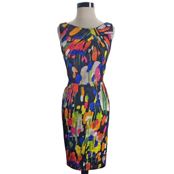 David Meister vintage style 80"s pattern wiggle pencil dress, 2 - Picture 1 of 2